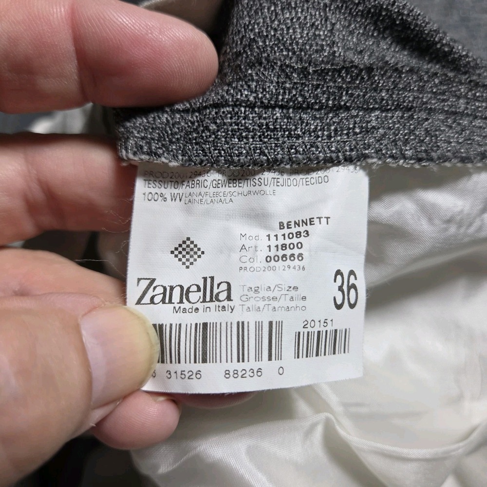Zanella Wool Dress Pants Mens 36 Gray Bennett Pleated Cuffed Made Italy - Picture 4 of 9